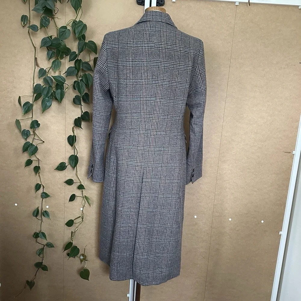 UNIQLO Ines de la Fressange IDLF Double Breasted Plaid Tweed Coat M Wool New - Picture 7 of 14